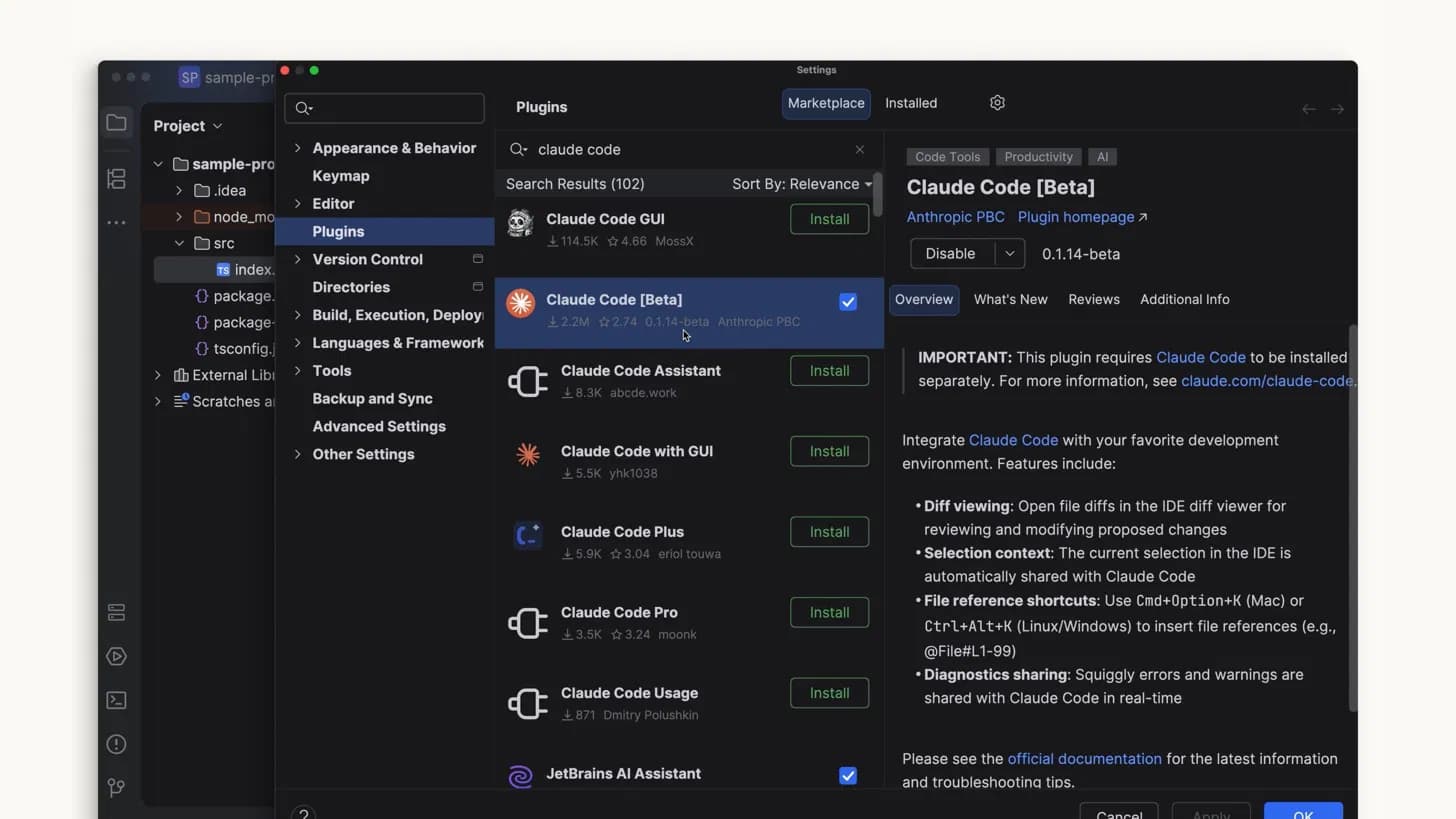 Plugin de Claude Code en JetBrains