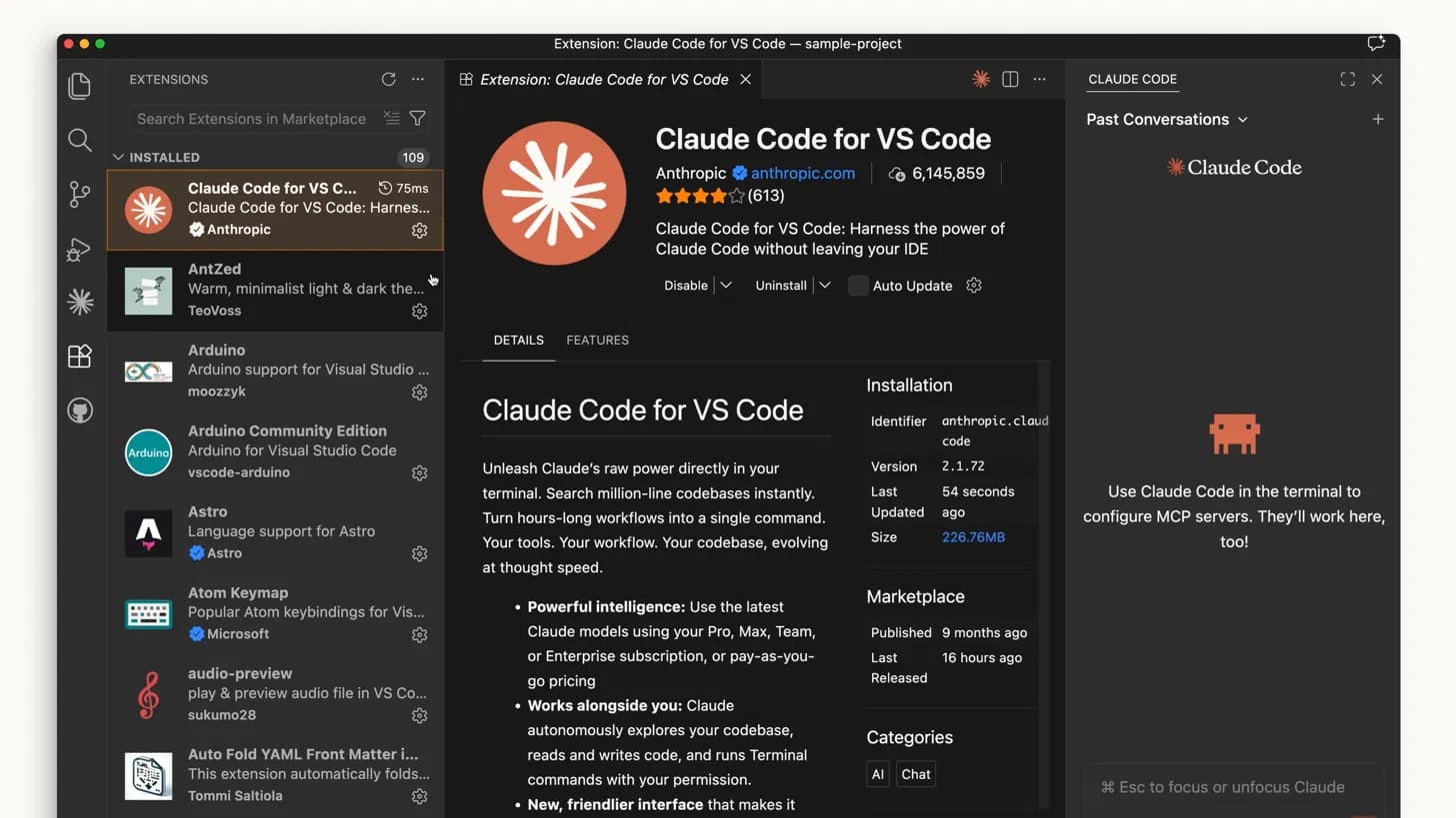 Extensión de Claude Code en Visual Studio Code